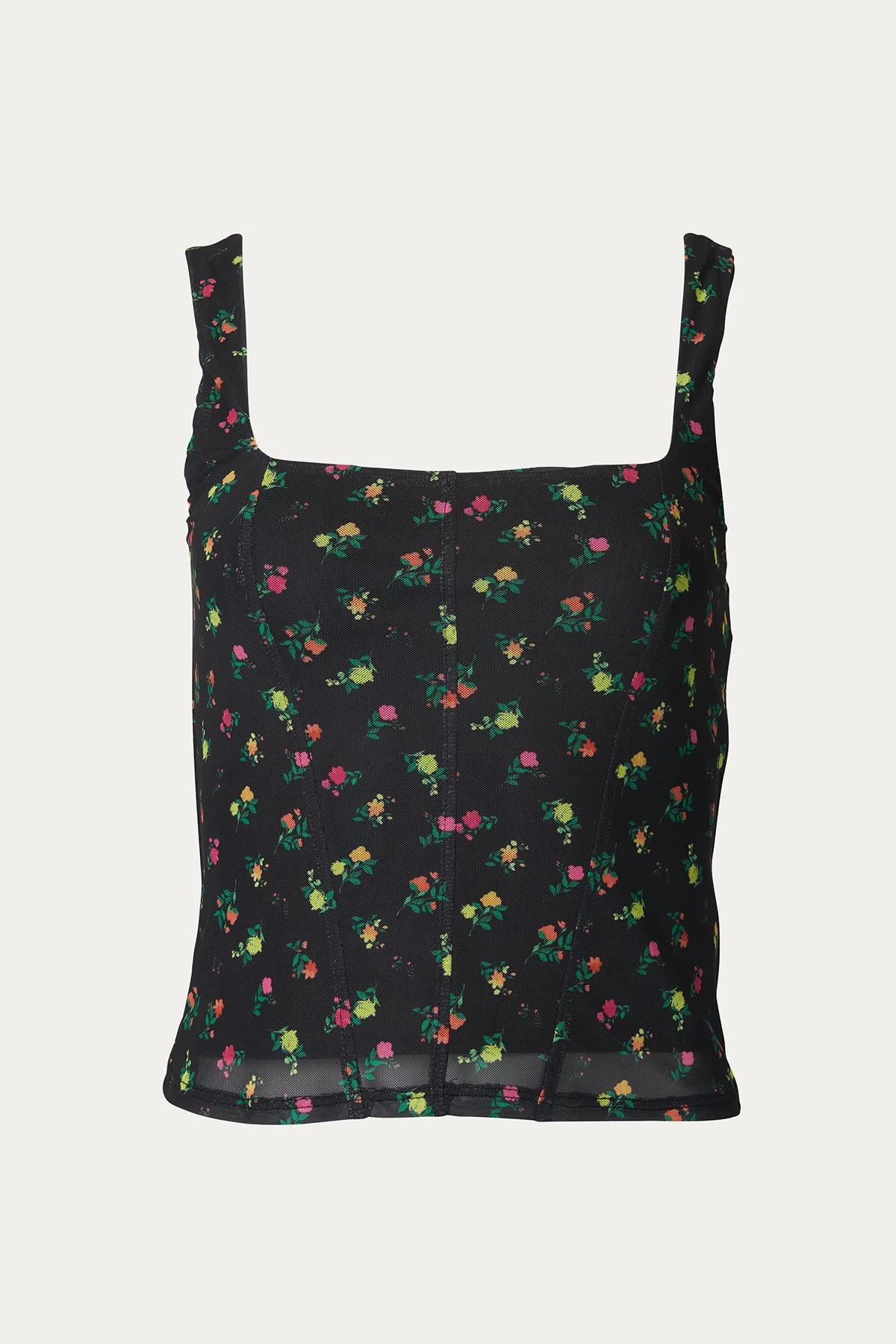 CORT FLORAL-PRINT MESH CORSET TOP 1 CORT FLORAL-PRINT MESH CORSET TOP
