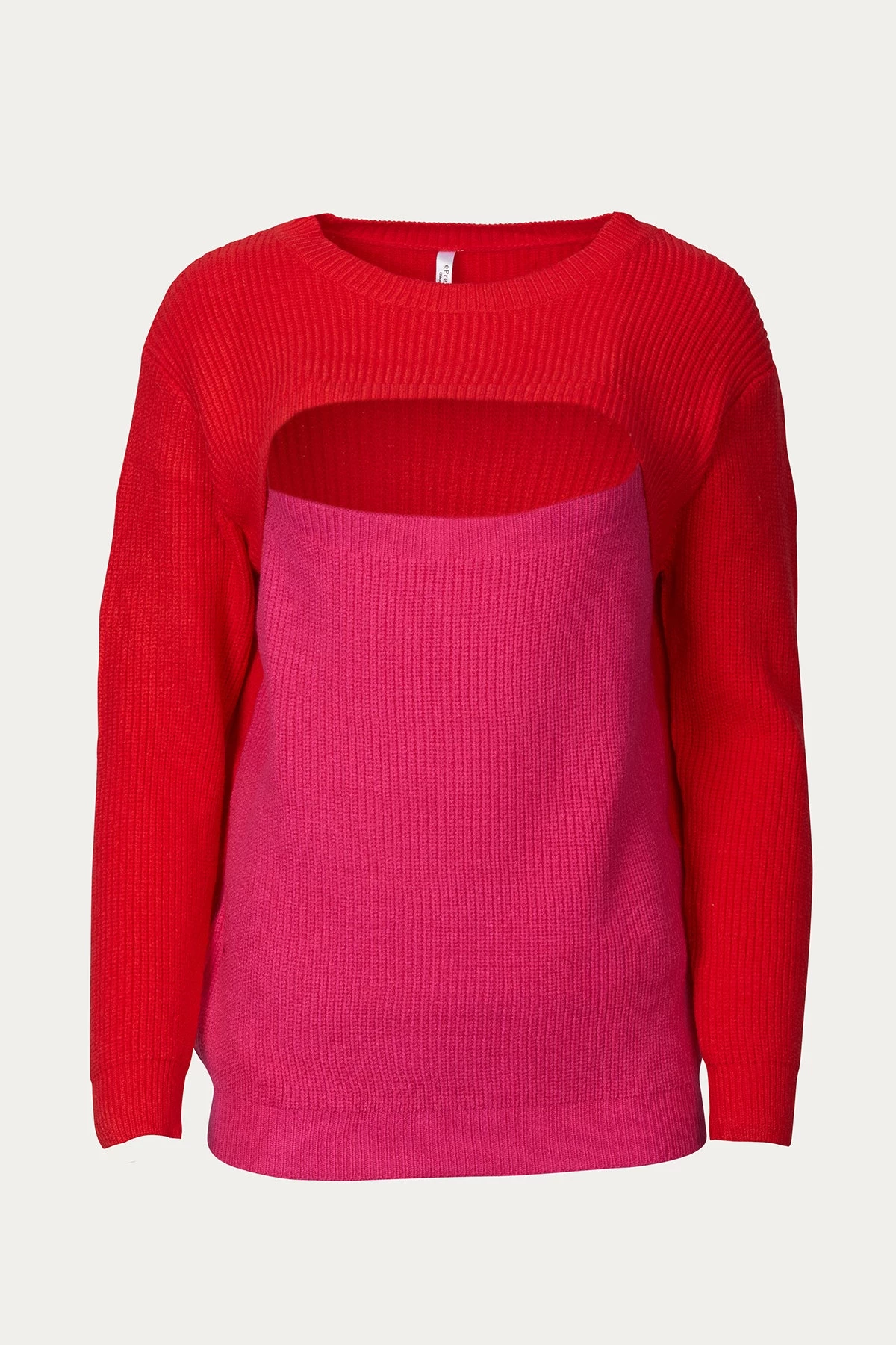 TWO-TONE COLORBLOCK CUTOUT SWEATER 1 TWO-TONE COLORBLOCK CUTOUT SWEATER