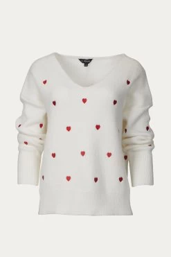 CROSS MY HEART EMBROIDERED SWEATER