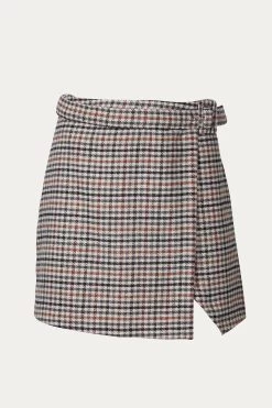 WOOL-BLEND WRAP MINI SKIRT