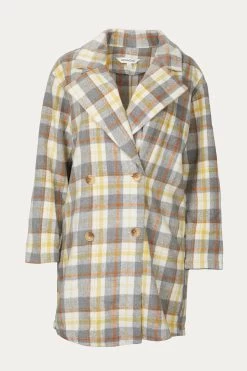 DOUBLE-BREASTED OVERSIZED CHECKED COAT
