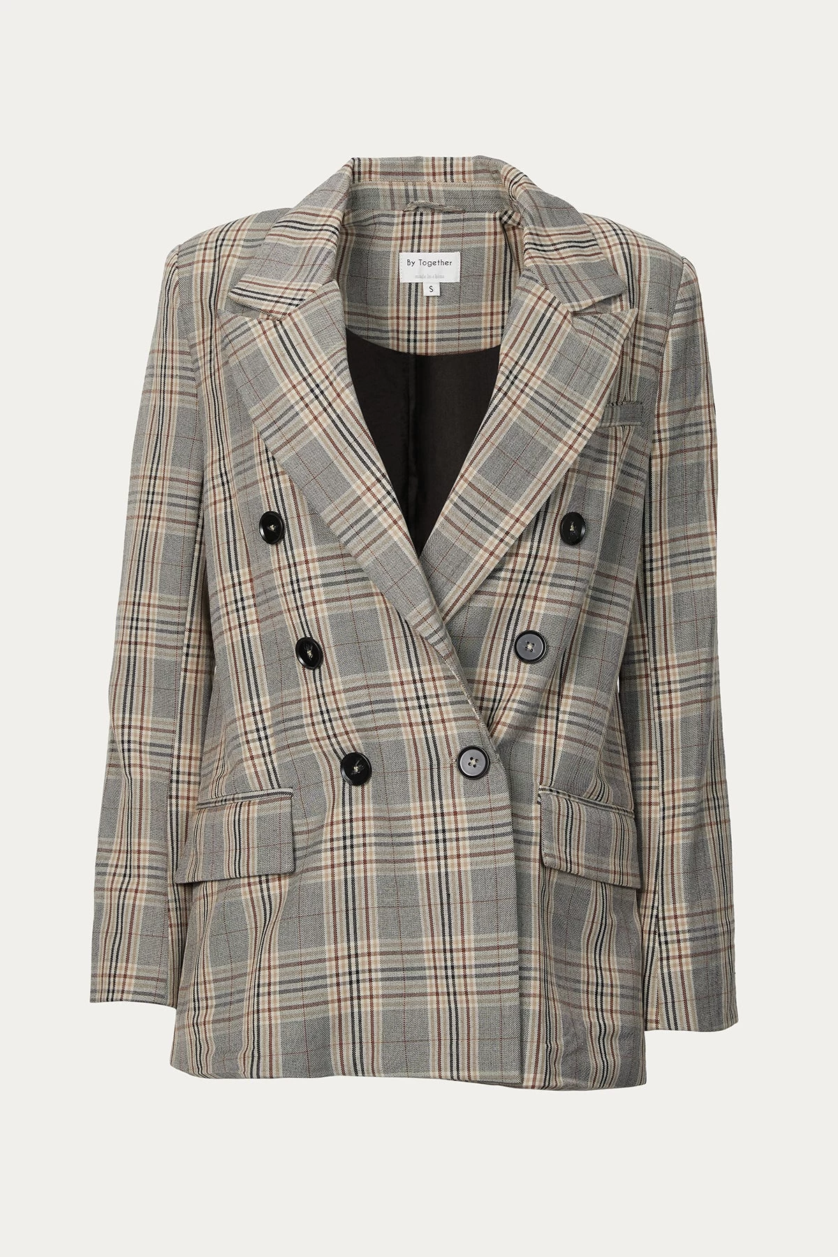 CHECKED DOUBLE-BREASTED BLAZER 1 CHECKED DOUBLE-BREASTED BLAZER