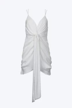 GATHERED SATIN MINI DRESS