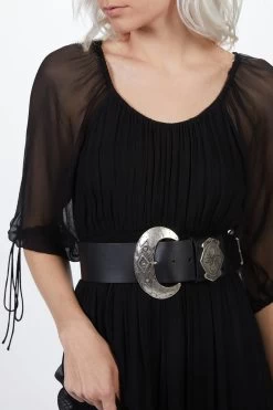 THE KOOPLES BLACK LEATHER BELT WITH METAL BUCKLE -Varley Store TheSilenceCoMarissaDec2020201849