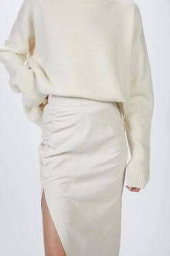 RUCHED MIDI SKIRT WITH SLIT -Varley Store TheSilenceCoMarissaDec2020202592