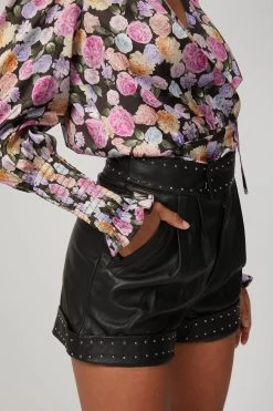 THE KOOPLES SHORTS WITH STUDDED BELT -Varley Store TheSilenceCoModelEcommOct1920201314