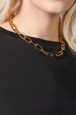 DYLAN GEMSTONE LINK NECKLACE 6 DYLAN GEMSTONE LINK NECKLACE -Varley Store TheSilenceCoOnModel2Jan2620210911