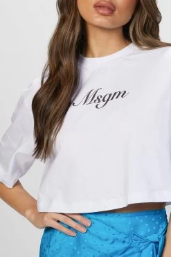 MSGM OPEN-BACK CROPPED T-SHIRT -Varley Store TheSilenceCoOnModelApril1202113513