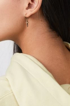 Luv AJ PAVE MINI CROSS HOOPS 5 Luv AJ PAVE MINI CROSS HOOPS -Varley Store TheSilenceCoOnModelJan2620210346