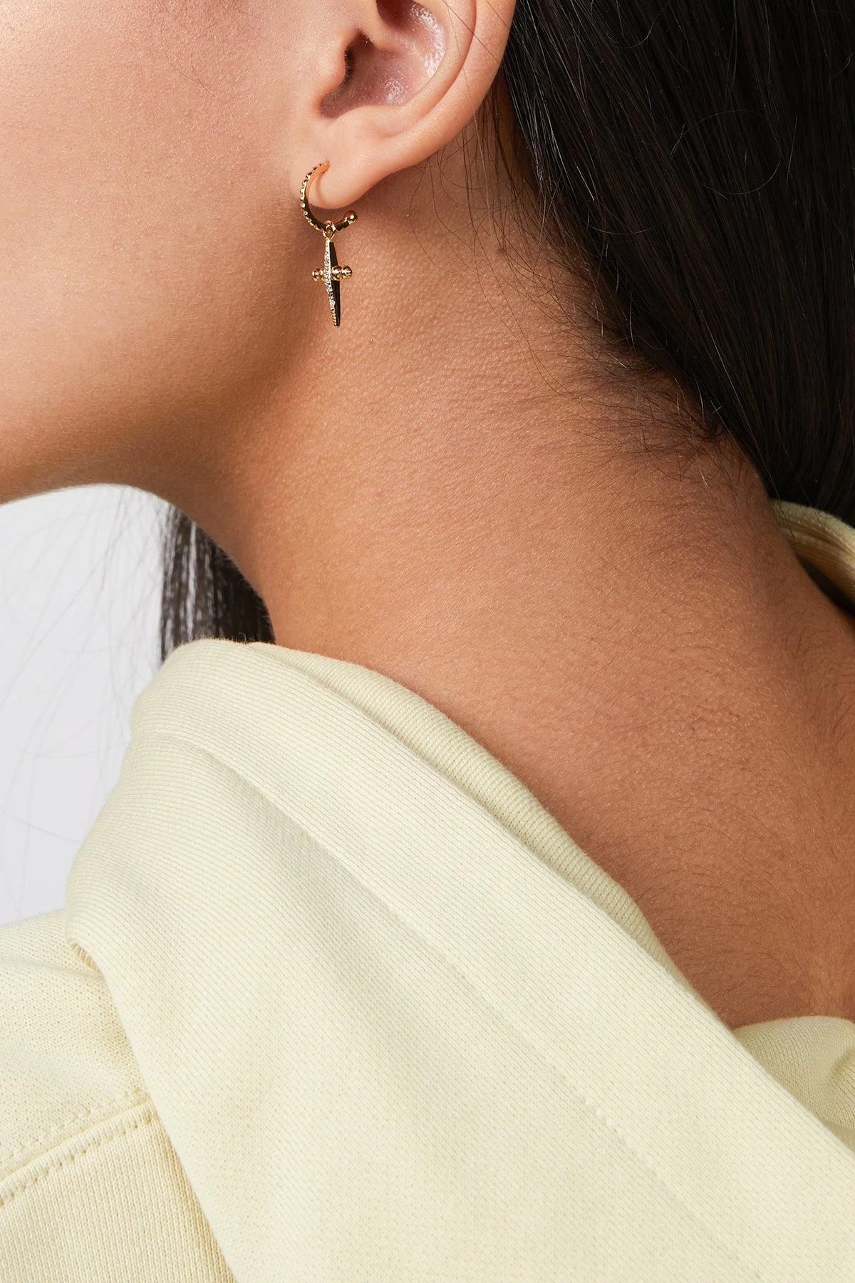 Luv AJ PAVE MINI CROSS HOOPS 3 Luv AJ PAVE MINI CROSS HOOPS - Image 3