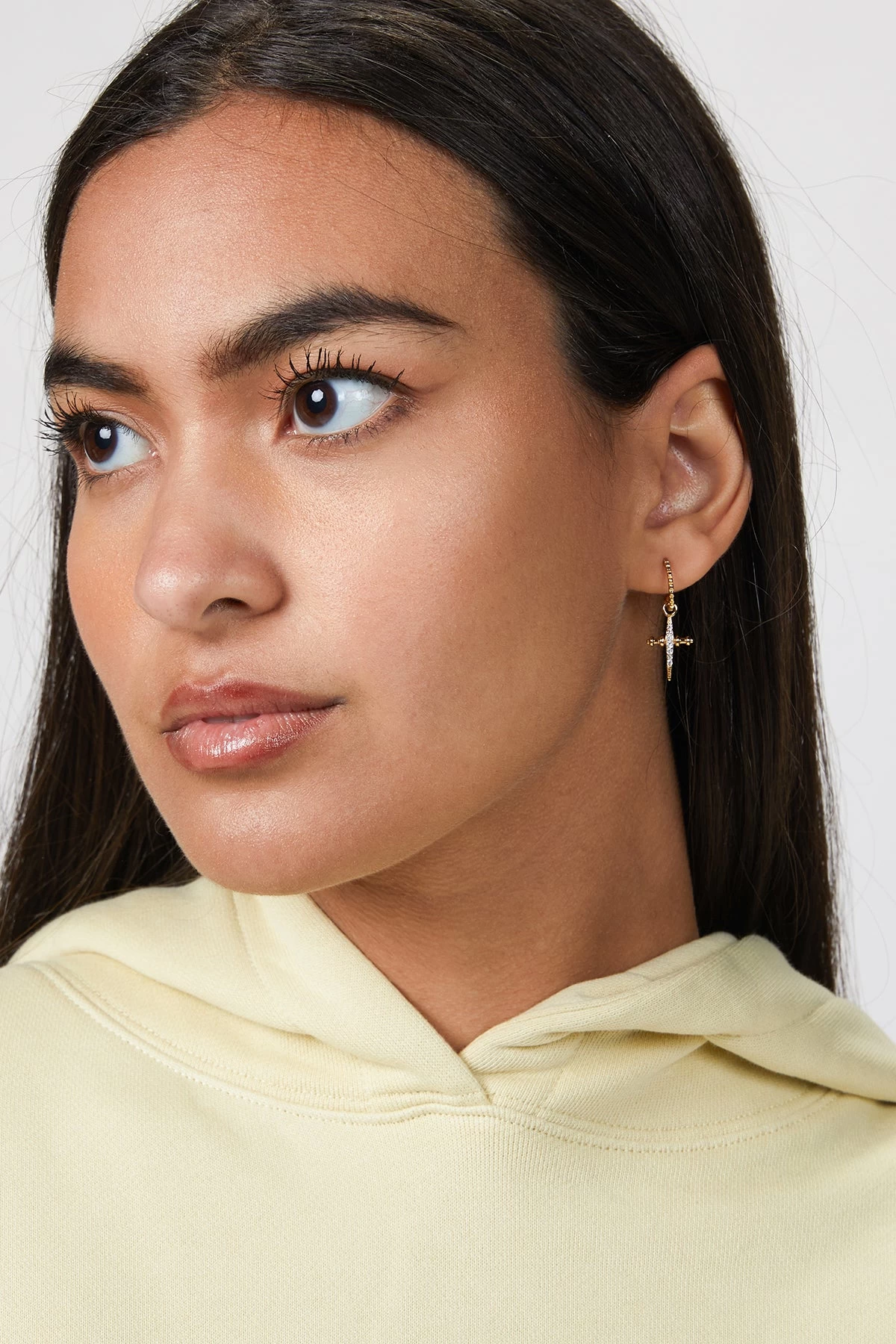 Luv AJ PAVE MINI CROSS HOOPS 2 Luv AJ PAVE MINI CROSS HOOPS - Image 2