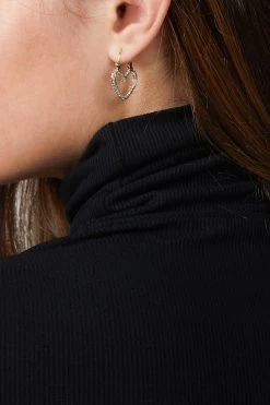 Luv AJ PAVE MINI HEARTBREAKER HOOPS -Varley Store TheSilenceCoOnModelJan2620210477