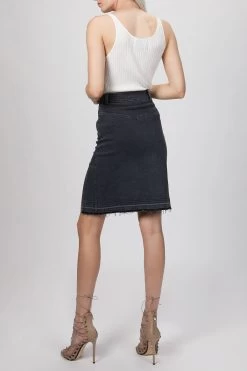 STRETCH DENIM SLIT SKIRT -Varley Store TheSilenceCoOnModelMarch28202112378