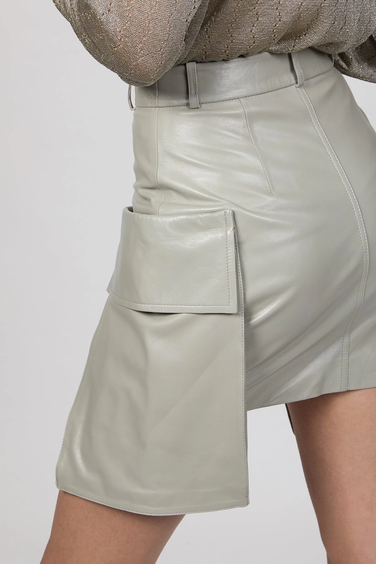 MINI CARGO LEATHER SKIRT 5 MINI CARGO LEATHER SKIRT - Image 5
