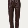 PLEATED LEATHER PANTS