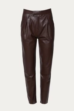 PLEATED LEATHER PANTS