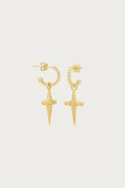 Luv AJ PAVE MINI CROSS HOOPS