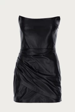 STRAPLESS MINI LEATHER DRESS