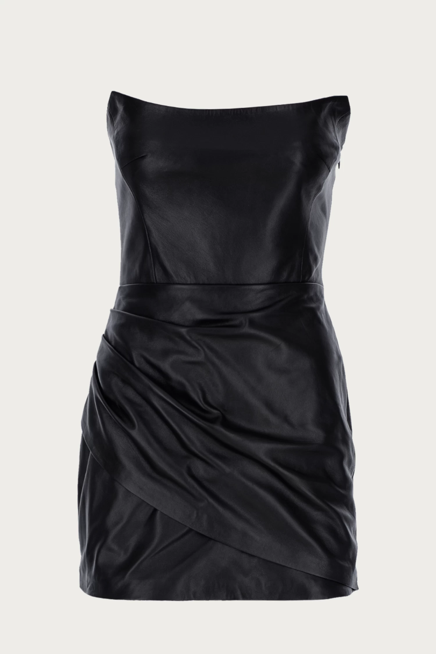STRAPLESS MINI LEATHER DRESS 1 STRAPLESS MINI LEATHER DRESS
