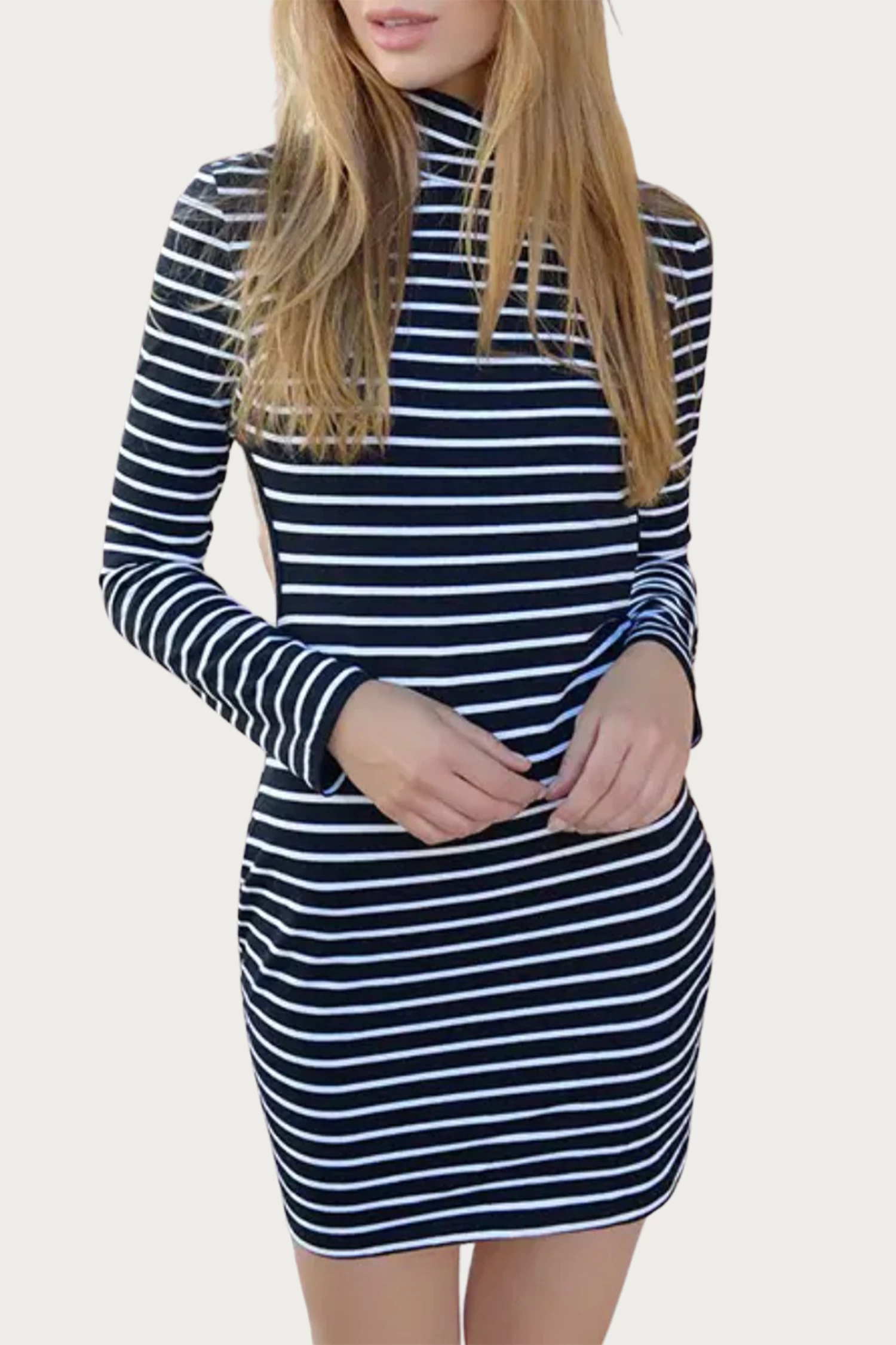 OPEN-BACK TURTLENECK MINI DRESS 2 OPEN-BACK TURTLENECK MINI DRESS - Image 2