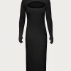 BRIELLE CUTOUT RIBBED-KNIT MIDI DRESS