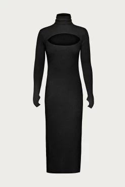 BRIELLE CUTOUT RIBBED-KNIT MIDI DRESS