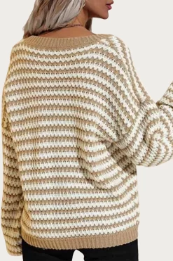 STRIPED V-NECK KNIT SWEATER -Varley Store q2 010fe509 2603 4504 9ff1 71b2b157b968