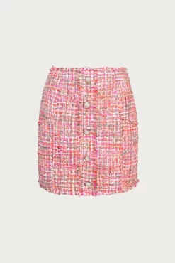 LAUREN BUTTON-EMBELLISHED TWEED MINI SKIRT