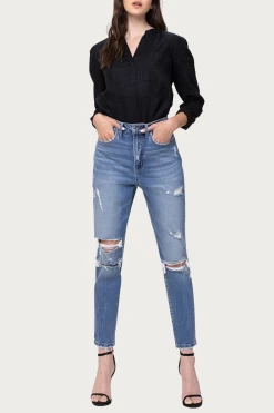 COMFORT STRETCH HIGH-RISE DISTRESSED MOM JEANS -Varley Store q2 0362149f 73c0 4b6d 85aa a0c9cfe01e09