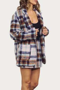 BRUSHED CHECKED SINGLE-BREASTED BLAZER JACKET -Varley Store q2 13e76991 185b 44c3 8877 e7a1844b7c8c