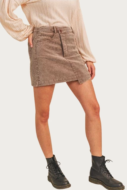 CRISS-CROSS ASYMMETRICAL CORDUROY SKIRT 4 CRISS-CROSS ASYMMETRICAL CORDUROY SKIRT - Image 4