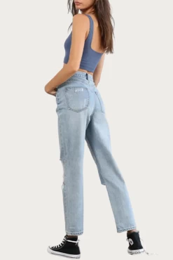 DISTRESSED HIGH-RISE STRAIGHT-LEG JEANS -Varley Store q2 1551b7a4 dcff 4e9c 8757 c573d1cba4b6