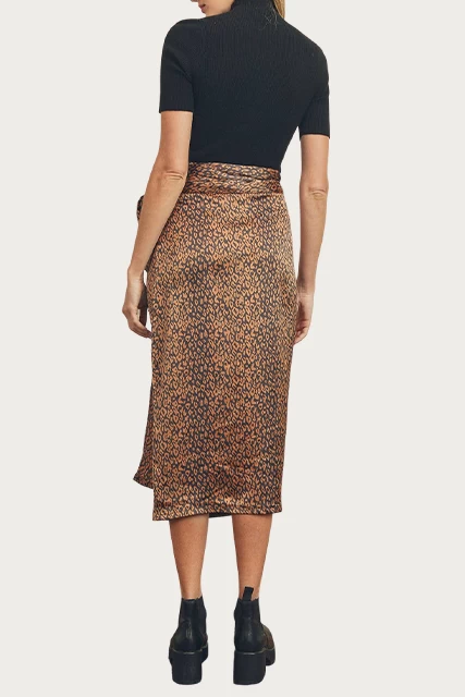 LEOPARD-PRINT SATIN WRAP MIDI SKIRT 4 LEOPARD-PRINT SATIN WRAP MIDI SKIRT - Image 4