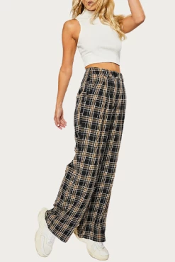 CHECKED COTTON-BLEND TWILL WIDE-LEG PANTS -Varley Store q2 1d8d2461 350e 4800 803f b7959569e7b1