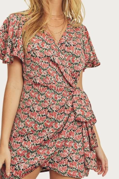 FLORAL-PRINT SATIN WRAP MINI DRESS -Varley Store q2 2732be79 263a 4678 ab9d c94ea09e1068