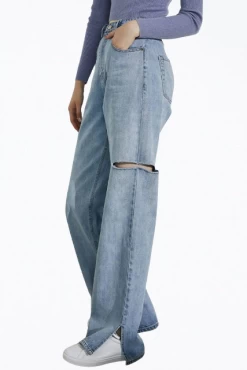 DENNIS CUTOUT SLIT-HEM WIDE-LEG JEANS -Varley Store q2 32e6b5e2 3afe 4baa 8145 f92b5ef6165c