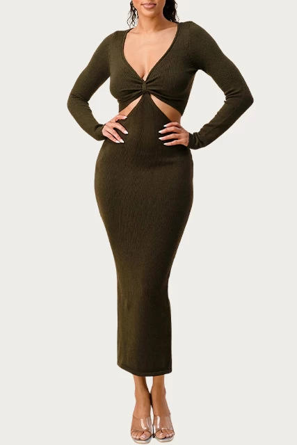 KNIT CUTOUT MAXI DRESS 4 KNIT CUTOUT MAXI DRESS - Image 4