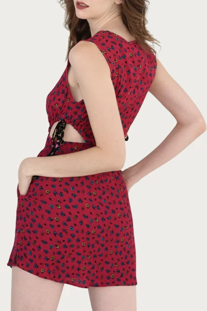 CUTOUT FLORAL-PRINT GAUZE MINI DRESS 4 CUTOUT FLORAL-PRINT GAUZE MINI DRESS - Image 4