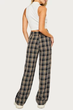 CHECKED COTTON-BLEND TWILL WIDE-LEG PANTS -Varley Store q2 43aeaf23 985a 4157 a3c2 9b68f61679c7