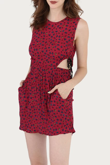 CUTOUT FLORAL-PRINT GAUZE MINI DRESS 3 CUTOUT FLORAL-PRINT GAUZE MINI DRESS - Image 3