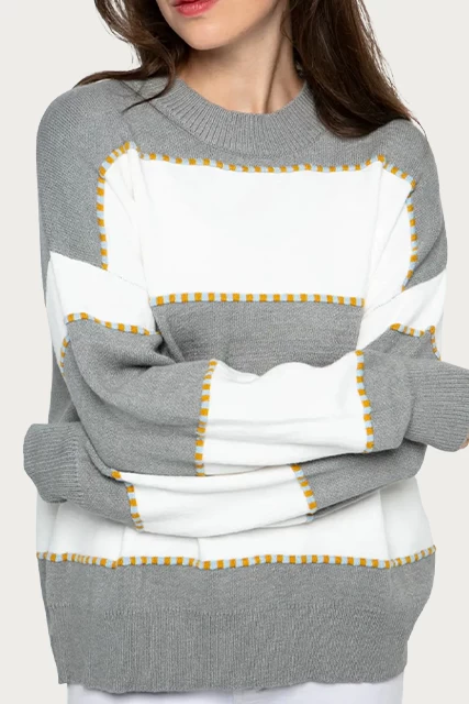 TWO-TONE STRIPED CREWNECK SWEATER 6 TWO-TONE STRIPED CREWNECK SWEATER - Image 6