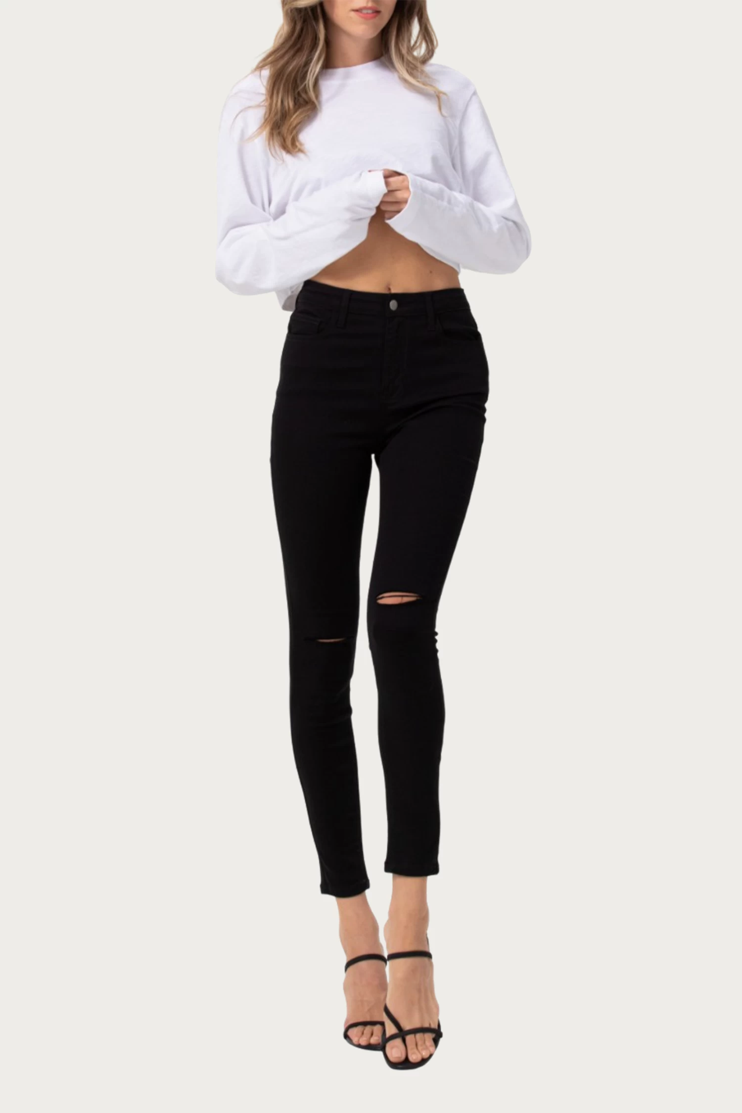 HIGH-RISE DISTRESSED SKINNY JEANS 5 HIGH-RISE DISTRESSED SKINNY JEANS - Image 5