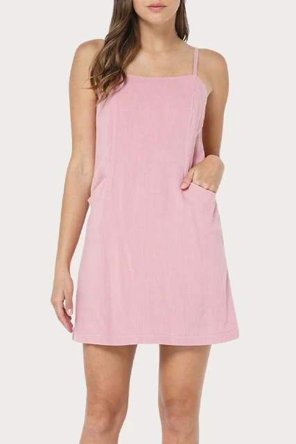 FRONT-POCKET LINEN-BLEND MINI DRESS 2 FRONT-POCKET LINEN-BLEND MINI DRESS - Image 2