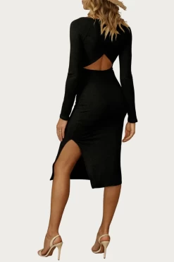 SOLID RIB CROSS FRONT MIDI DRESS -Varley Store q2 6acd87cb 0f8c 4af8 bbce 055b95adac82