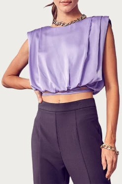 CROPPED STRETCH-SATIN WRAP TOP -Varley Store q2 6ddff839 9dfa 4608 8e99 a45792d5cbb1