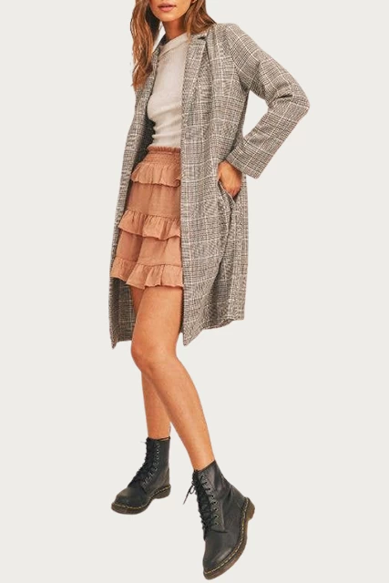 RUN TO ME CHECKED LONG COAT 3 RUN TO ME CHECKED LONG COAT - Image 3