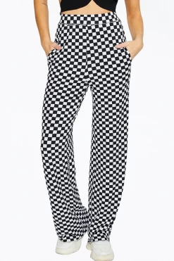 CHECKERED PLISSÉ-KNIT WIDE-LEG PANTS -Varley Store q2 7336934f 3617 4ad8 8ece 55a2a5d42b41
