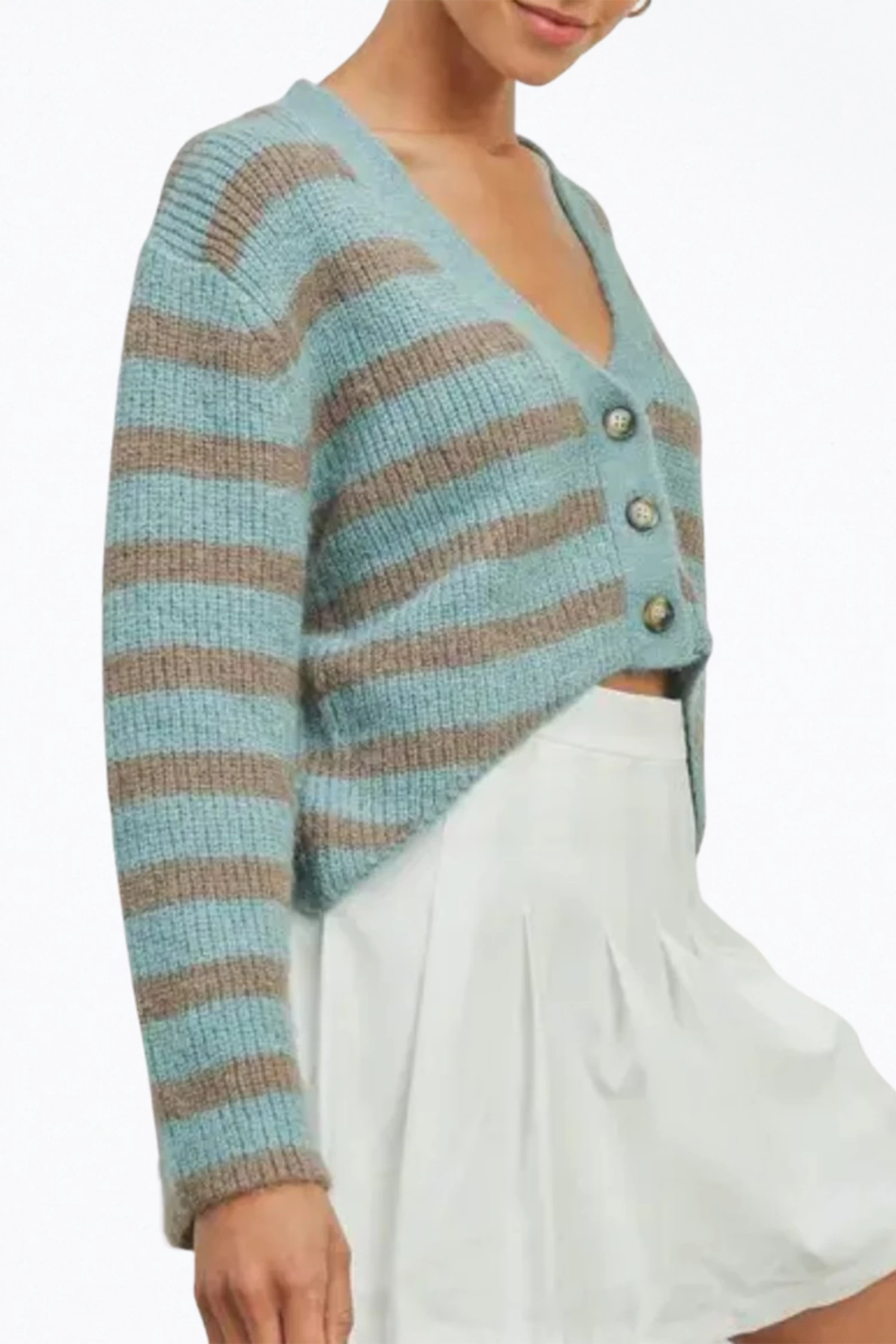 CROPPED HIGH-LOW STRIPED CARDIGAN 2 CROPPED HIGH-LOW STRIPED CARDIGAN - Image 2
