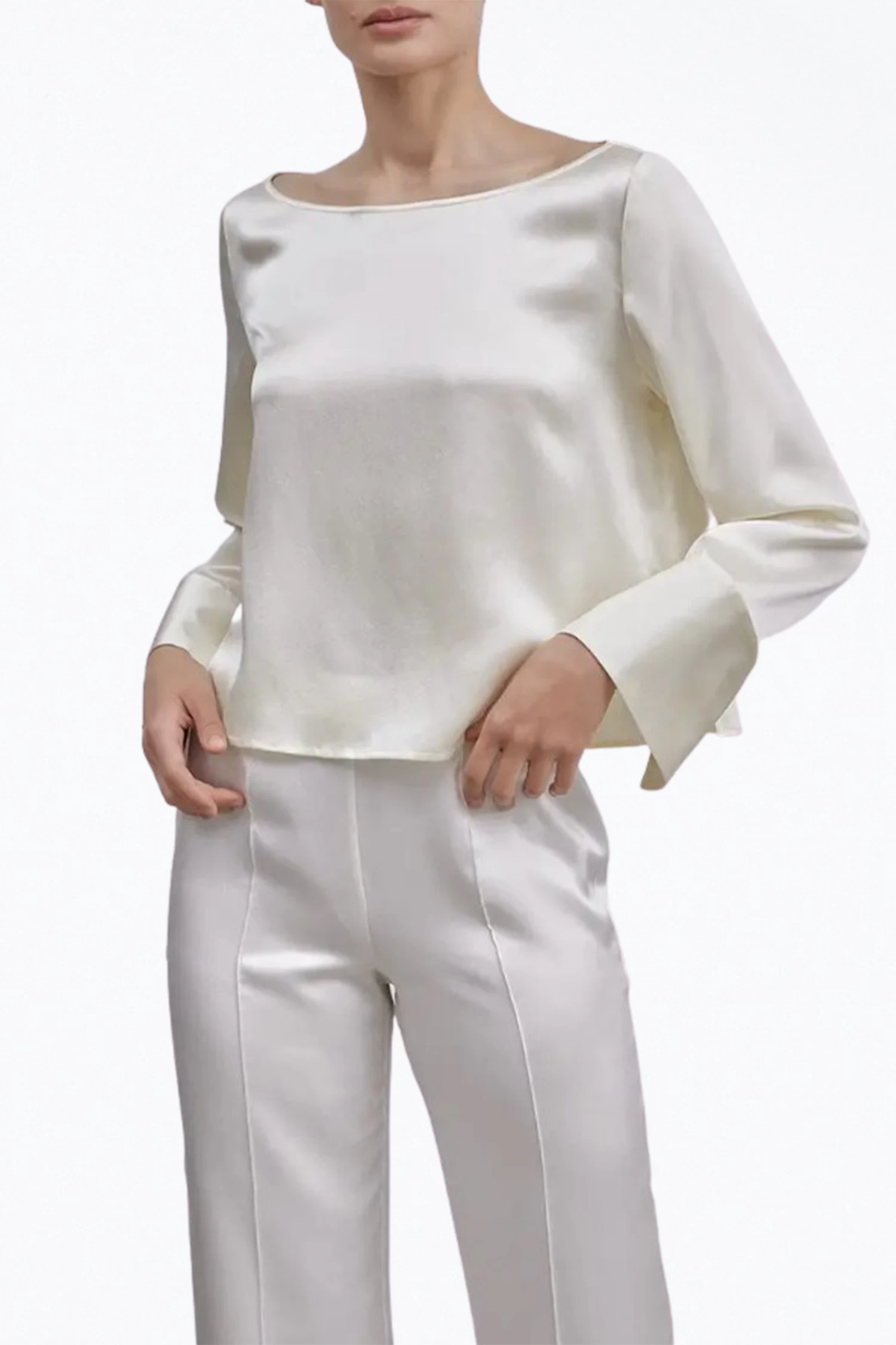 SLASHED CUFF SILK TOP 2 SLASHED CUFF SILK TOP - Image 2