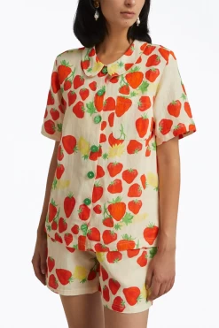 STRAWBERRY-PRINT LINEN-BLEND SHIRT -Varley Store q2 9036694d 2182 4e43 ad3c 6dbabd87e231